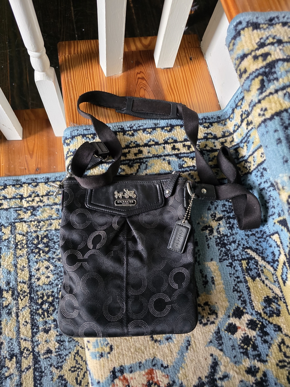 Coach Black Signature Messenger Crossbody with Logo Tag